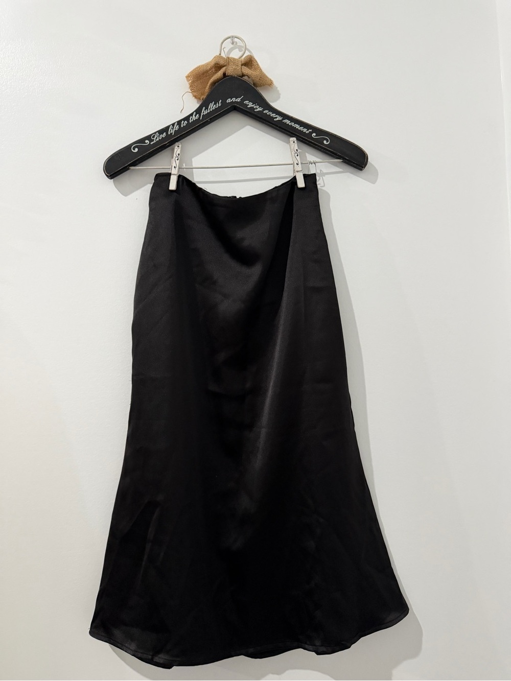 Vici Black Satin Maxi Skirt (27 long,waist around 26